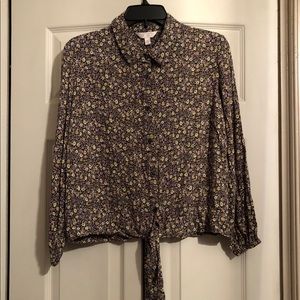 LC Lauren Conrad Long Sleeve Tie Front Shirt XL